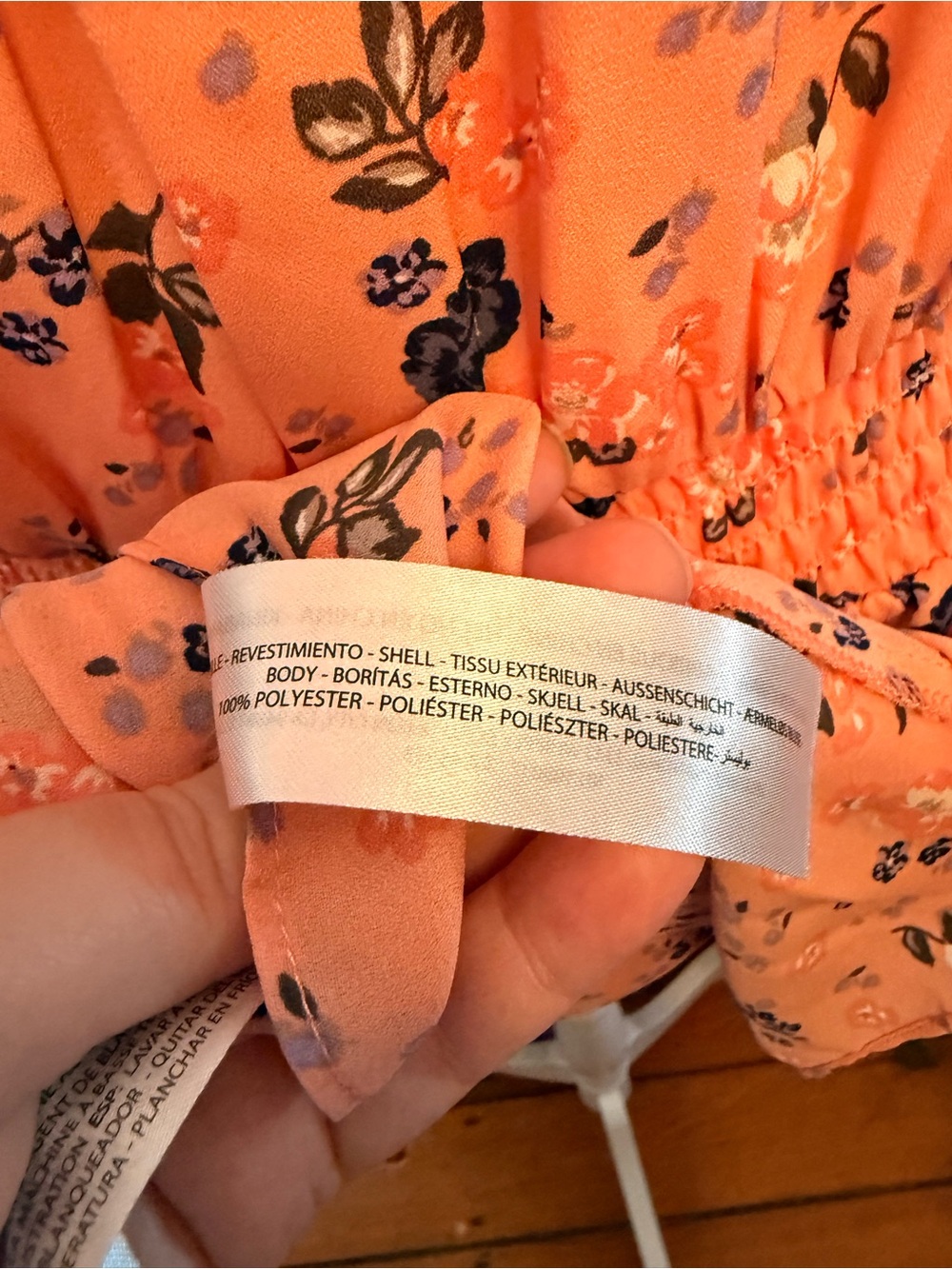 Ariat Peach Floral Tiered Spaghetti-Strap Mini Dress - Picture 5 of 5
